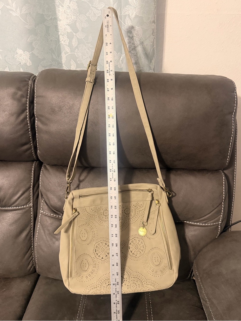 Wallflower Perforated Crossbody Purse Sage Green Faux Leather Shoulder Bag